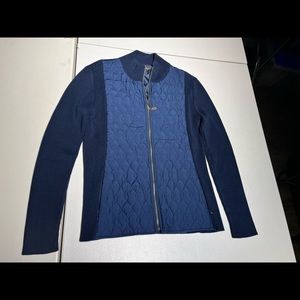 J. McLaughlin Women's Quilted Knit Sweater Silk Cotton Modal Blue Size Medium